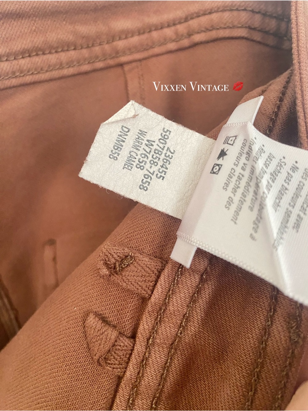 PAIGE HIGH WAISTED SAILOR 'ANESSA 27" WIDE LEG JEANS' IN WARM CAMEL - Picture 5 of 7